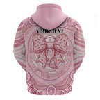 Aussie Nurse Personalised Hoodie Pink Stethoscope Coquette Bow Aboriginal Dot Art