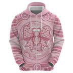Aussie Nurse Personalised Hoodie Pink Stethoscope Coquette Bow Aboriginal Dot Art