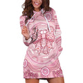 Aussie Nurse Personalised Hoodie Dress Pink Stethoscope Coquette Bow Aboriginal Dot Art
