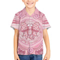 Aussie Nurse Personalised Kid Hawaiian Shirt Pink Stethoscope Coquette Bow Aboriginal Dot Art