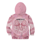Aussie Nurse Personalised Kid Hoodie Pink Stethoscope Coquette Bow Aboriginal Dot Art