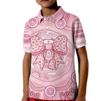 Aussie Nurse Personalised Kid Polo Shirt Pink Stethoscope Coquette Bow Aboriginal Dot Art