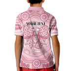 Aussie Nurse Personalised Kid Polo Shirt Pink Stethoscope Coquette Bow Aboriginal Dot Art