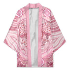 Aussie Nurse Personalised Kimono Pink Stethoscope Coquette Bow Aboriginal Dot Art