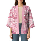 Aussie Nurse Personalised Kimono Pink Stethoscope Coquette Bow Aboriginal Dot Art