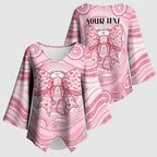 Aussie Nurse Personalised Kimono Sleeve Blouse Pink Stethoscope Coquette Bow Aboriginal Dot Art