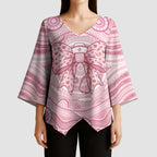 Aussie Nurse Personalised Kimono Sleeve Blouse Pink Stethoscope Coquette Bow Aboriginal Dot Art