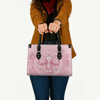 Aussie Nurse Leather Bag Pink Stethoscope Coquette Bow Aboriginal Dot Art