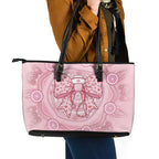 Aussie Nurse Leather Tote Bag Pink Stethoscope Coquette Bow Aboriginal Dot Art