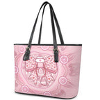 Aussie Nurse Leather Tote Bag Pink Stethoscope Coquette Bow Aboriginal Dot Art