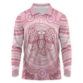 Aussie Nurse Personalised Long Sleeve Polo Shirt Pink Stethoscope Coquette Bow Aboriginal Dot Art