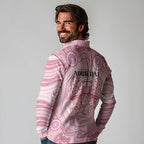 Aussie Nurse Personalised Long Sleeve Polo Shirt Pink Stethoscope Coquette Bow Aboriginal Dot Art