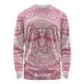 Aussie Nurse Personalised Long Sleeve Shirt Pink Stethoscope Coquette Bow Aboriginal Dot Art