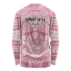 Aussie Nurse Personalised Long Sleeve Shirt Pink Stethoscope Coquette Bow Aboriginal Dot Art