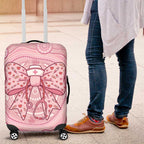 Aussie Nurse Luggage Cover Pink Stethoscope Coquette Bow Aboriginal Dot Art