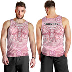 Aussie Nurse Personalised Men Tank Top Pink Stethoscope Coquette Bow Aboriginal Dot Art