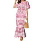 Aussie Nurse Personalised Mermaid Dress Pink Stethoscope Coquette Bow Aboriginal Dot Art