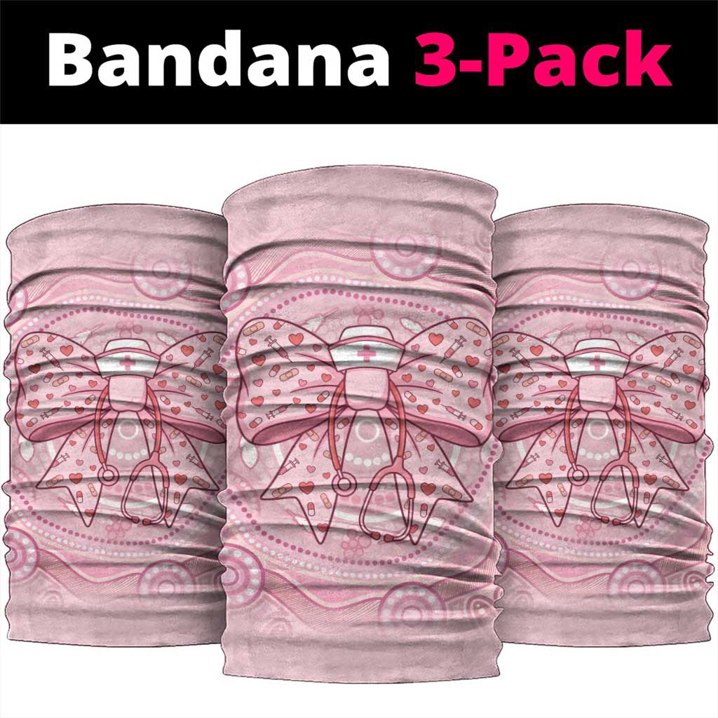 Aussie Nurse Neck Gaiter Pink Stethoscope Coquette Bow Aboriginal Dot Art