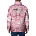 Aussie Nurse Personalised Padded Jacket Pink Stethoscope Coquette Bow Aboriginal Dot Art