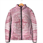 Aussie Nurse Personalised Padded Jacket Pink Stethoscope Coquette Bow Aboriginal Dot Art
