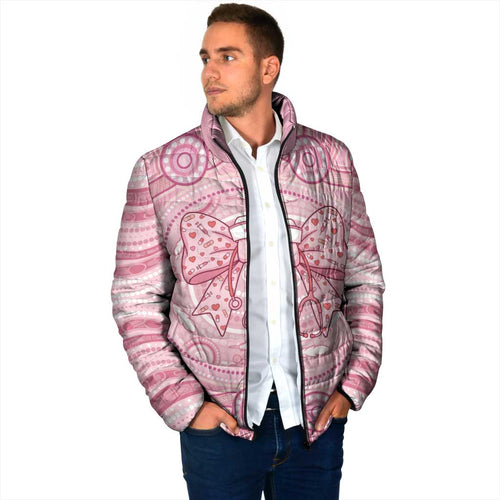 Aussie Nurse Personalised Padded Jacket Pink Stethoscope Coquette Bow Aboriginal Dot Art