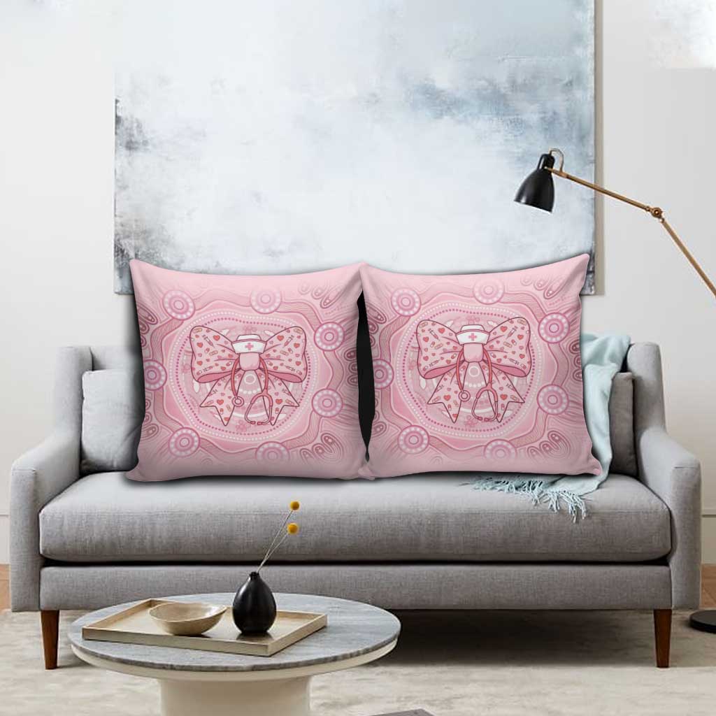 Aussie Nurse Pillow Cover Pink Stethoscope Coquette Bow Aboriginal Dot Art