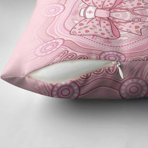 Aussie Nurse Pillow Cover Pink Stethoscope Coquette Bow Aboriginal Dot Art