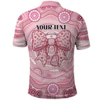 Aussie Nurse Personalised Polo Shirt Pink Stethoscope Coquette Bow Aboriginal Dot Art