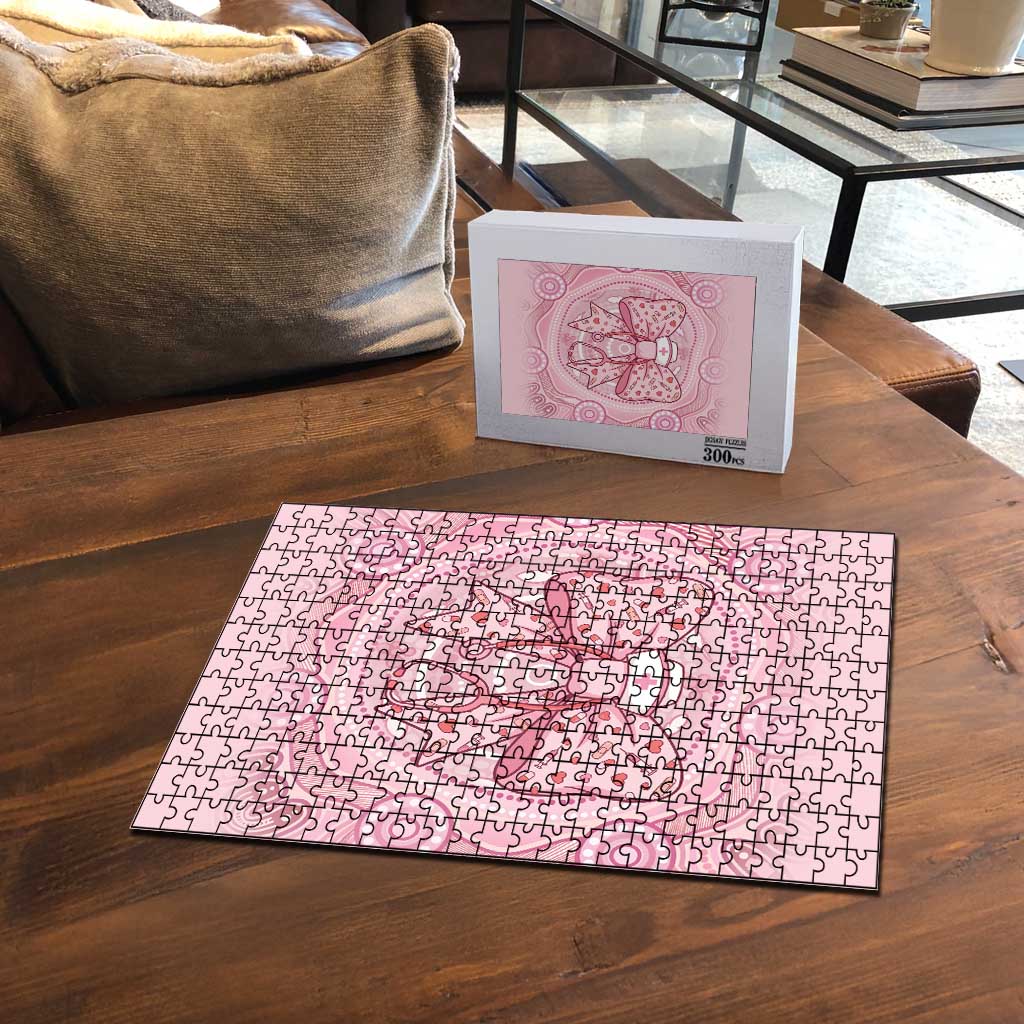 Aussie Nurse Puzzle Pink Stethoscope Coquette Bow Aboriginal Dot Art