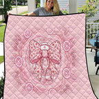 Aussie Nurse Quilt Pink Stethoscope Coquette Bow Aboriginal Dot Art