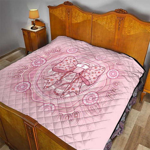 Aussie Nurse Quilt Pink Stethoscope Coquette Bow Aboriginal Dot Art