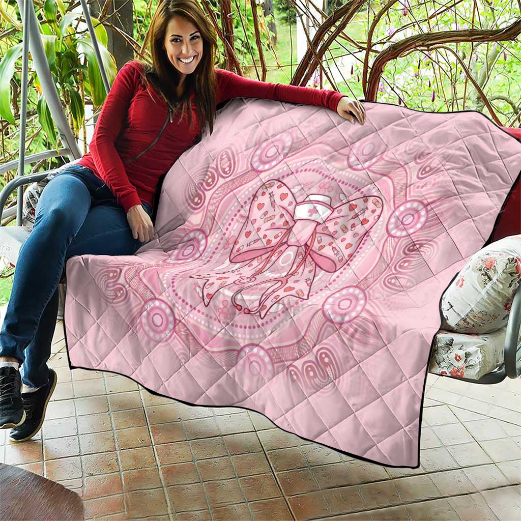 Aussie Nurse Quilt Pink Stethoscope Coquette Bow Aboriginal Dot Art