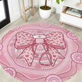 Aussie Nurse Round Carpet Pink Stethoscope Coquette Bow Aboriginal Dot Art