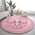 Aussie Nurse Round Carpet Pink Stethoscope Coquette Bow Aboriginal Dot Art