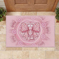 Aussie Nurse Rubber Doormat Pink Stethoscope Coquette Bow Aboriginal Dot Art