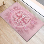 Aussie Nurse Rubber Doormat Pink Stethoscope Coquette Bow Aboriginal Dot Art