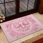 Aussie Nurse Rubber Doormat Pink Stethoscope Coquette Bow Aboriginal Dot Art