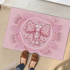 Aussie Nurse Rubber Doormat Pink Stethoscope Coquette Bow Aboriginal Dot Art