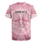 Aussie Nurse Personalised Rugby Jersey Pink Stethoscope Coquette Bow Aboriginal Dot Art