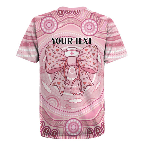 Aussie Nurse Personalised Rugby Jersey Pink Stethoscope Coquette Bow Aboriginal Dot Art