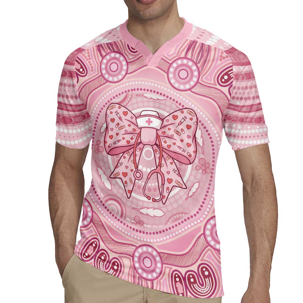Aussie Nurse Personalised Rugby Jersey Pink Stethoscope Coquette Bow Aboriginal Dot Art