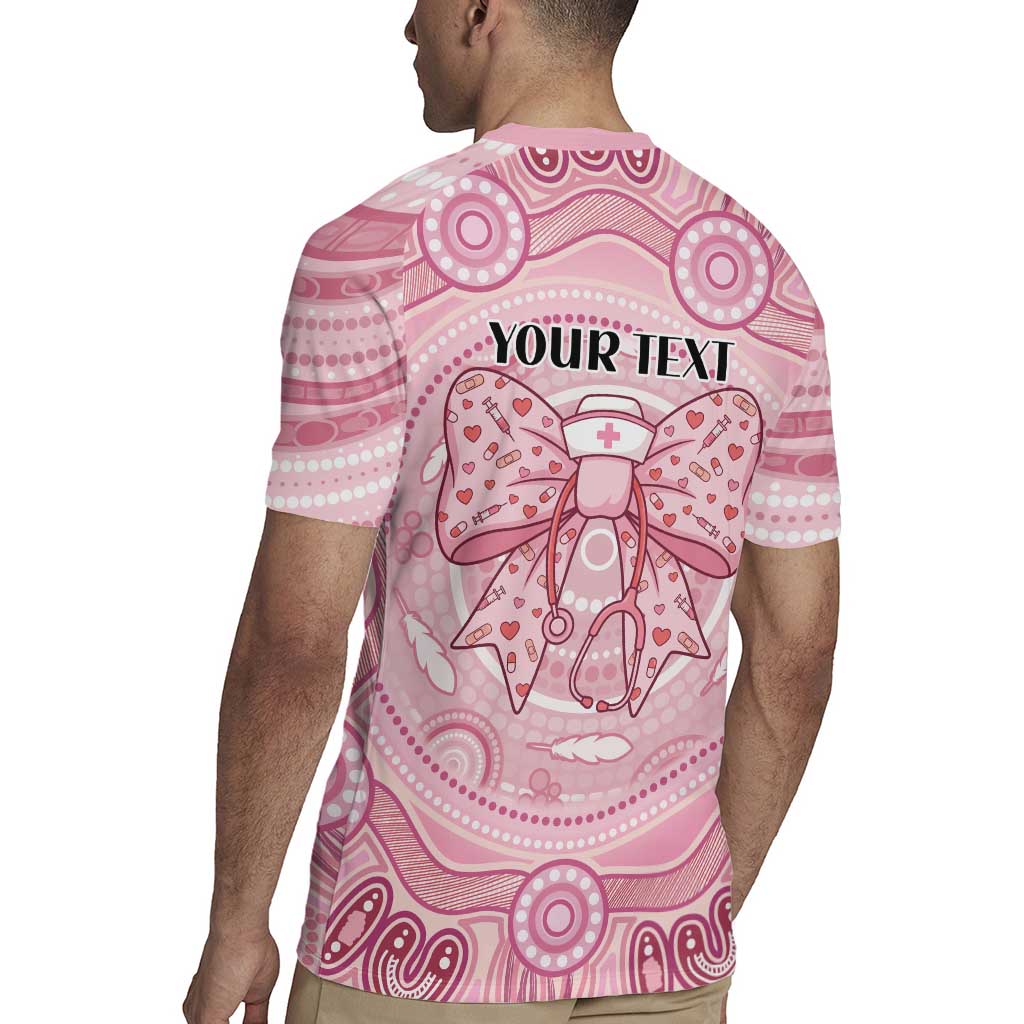 Aussie Nurse Personalised Rugby Jersey Pink Stethoscope Coquette Bow Aboriginal Dot Art