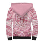 Aussie Nurse Personalised Sherpa Hoodie Pink Stethoscope Coquette Bow Aboriginal Dot Art