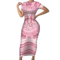 Aussie Nurse Personalised Short Sleeve Bodycon Dress Pink Stethoscope Coquette Bow Aboriginal Dot Art