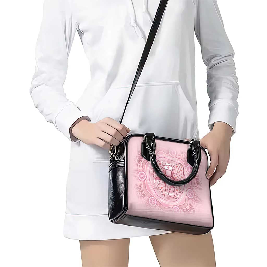 Aussie Nurse Shoulder Handbag Pink Stethoscope Coquette Bow Aboriginal Dot Art