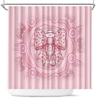 Aussie Nurse Shower Curtain Pink Stethoscope Coquette Bow Aboriginal Dot Art