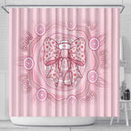 Aussie Nurse Shower Curtain Pink Stethoscope Coquette Bow Aboriginal Dot Art