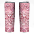 Aussie Nurse Personalised Skinny Tumbler Pink Stethoscope Coquette Bow Aboriginal Dot Art