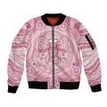 Aussie Nurse Personalised Sleeve Zip Bomber Jacket Pink Stethoscope Coquette Bow Aboriginal Dot Art