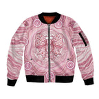 Aussie Nurse Personalised Sleeve Zip Bomber Jacket Pink Stethoscope Coquette Bow Aboriginal Dot Art